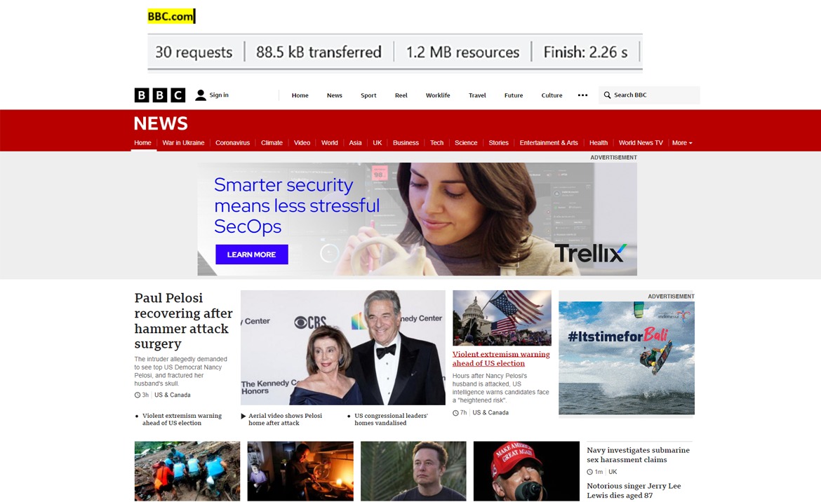 BBC website Minification Effect