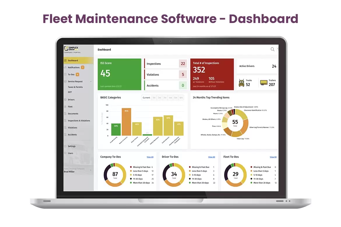 Fleet Maintenance Software - Dashboard