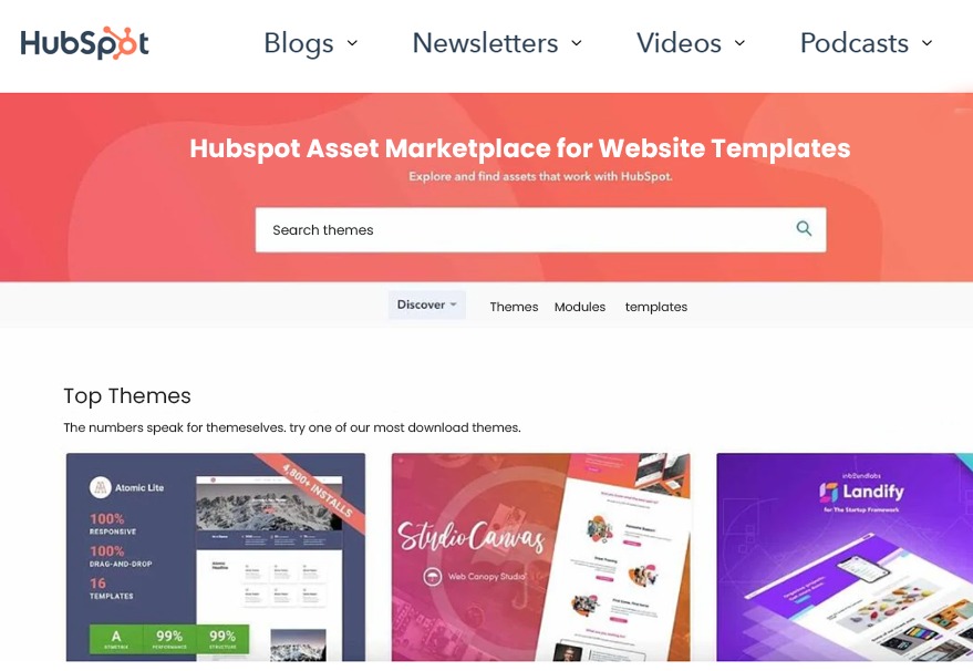 Hubspot Asset Marketplace for Website Templates